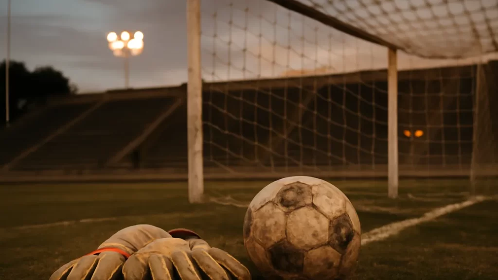 Ashlyn Harris: steady presence, vocal advocate, two-time World Cup winner Scuffed goalkeeper gloves and ball on goal line in empty stadium.