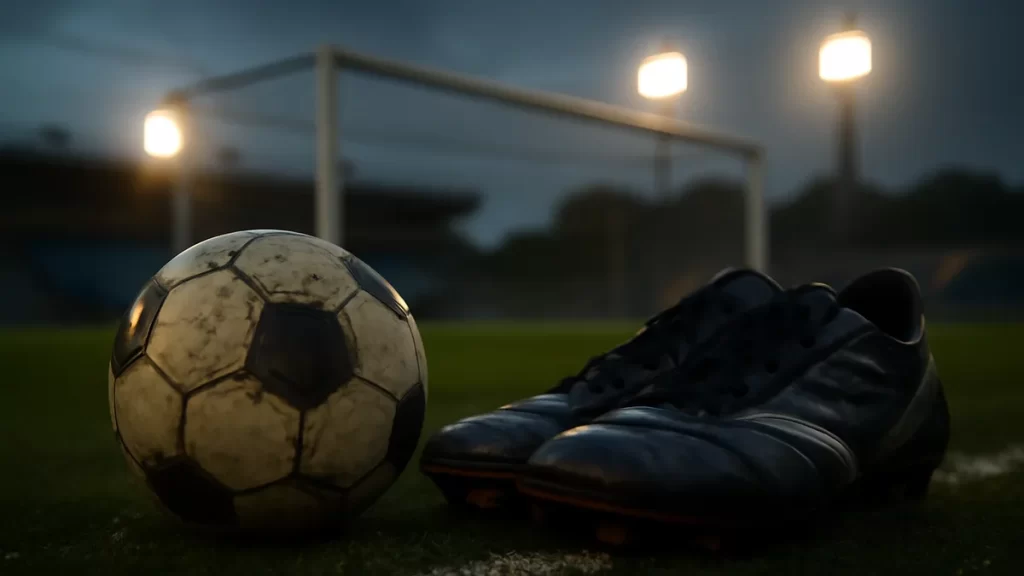Bay FC extends loan of Italy striker Cristiana Girelli to June 2027 Scuffed boots and ball by penalty spot with empty, floodlit stands