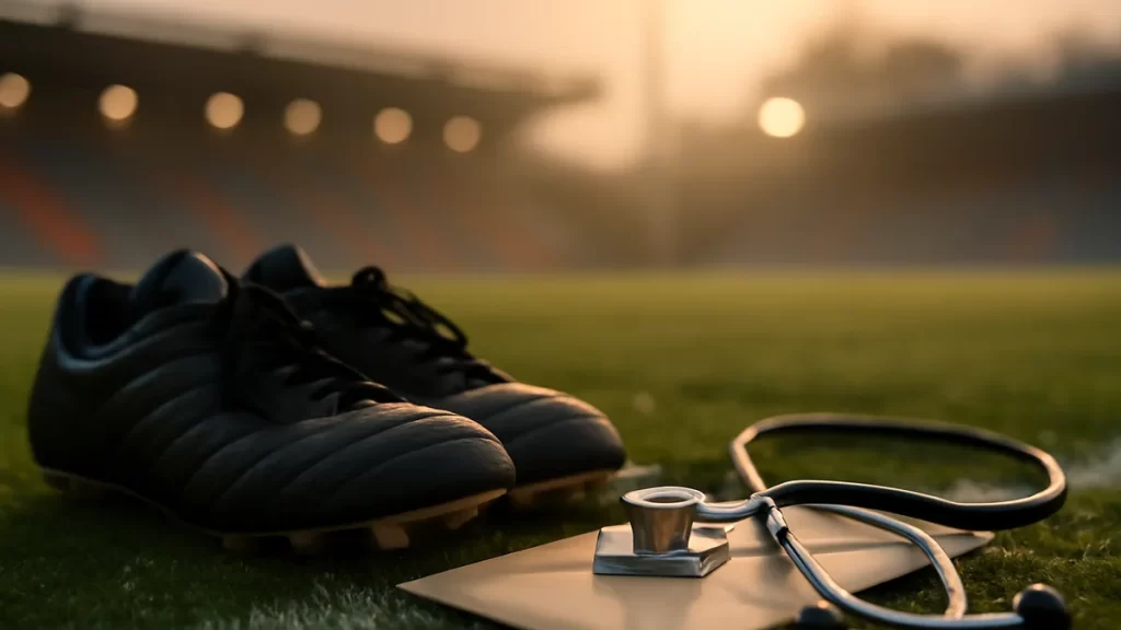 Chelsea Women launch fertility fund with clinic partner Football boots, stethoscope and envelope on sideline, empty stadium background