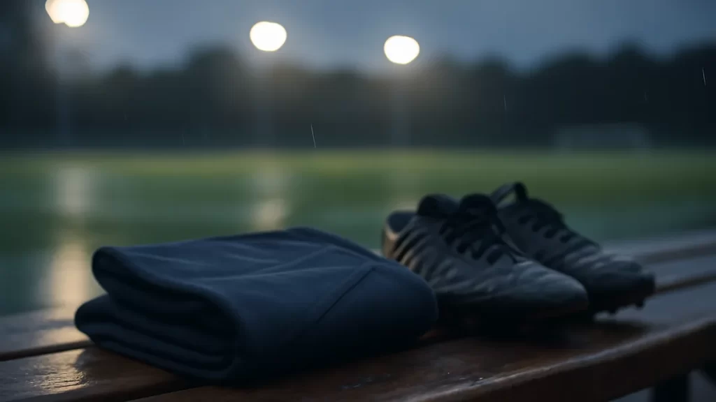 How compression base layers work: what they do and when to buy Folded compression top on bench next to boots under floodlights