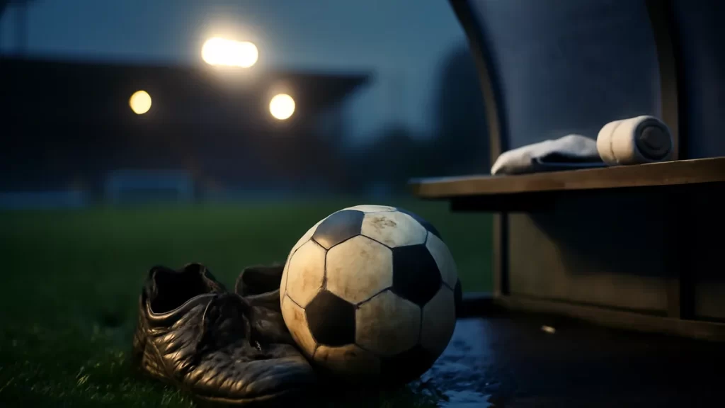 Insurance for Amateur Players: a Practical Decision Guide Football boots, scuffed ball, first-aid kit on bench by pitch