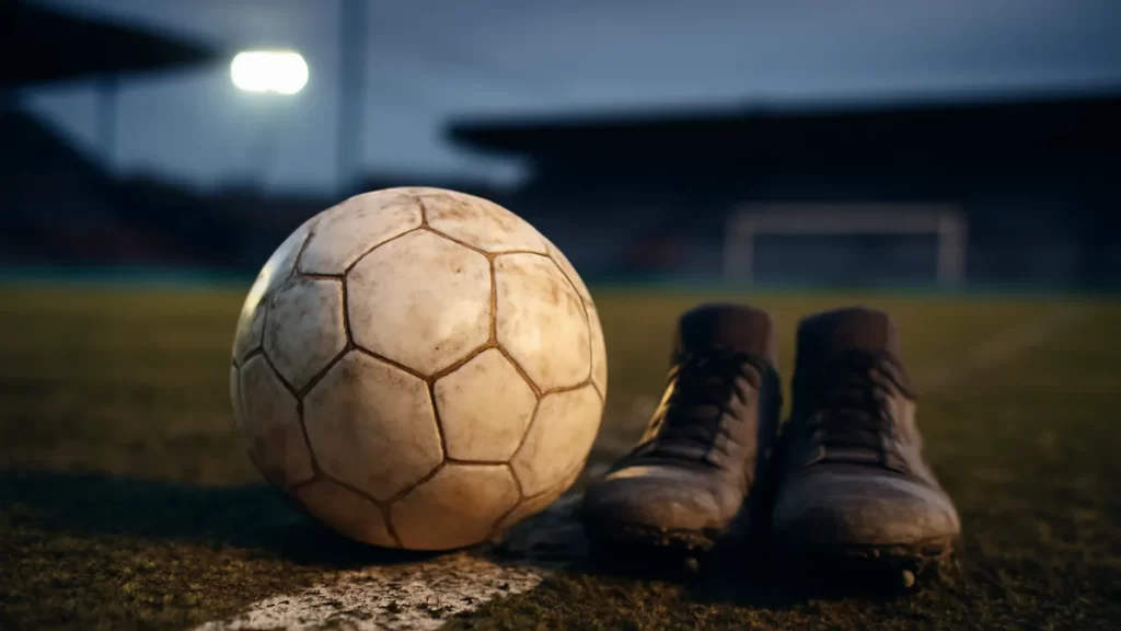 Julie Ertz: from centre-back to world-class holding midfielder Scuffed football and muddy boots by centre circle at dusk, empty stands