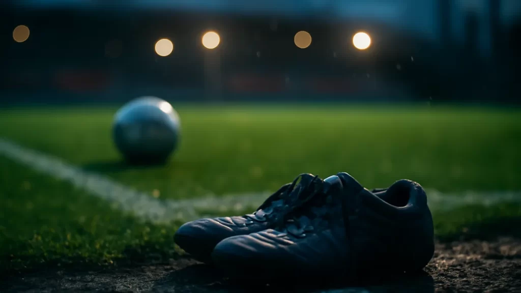 Nilla Fischer: Sweden’s defensive leader and equality advocate Scuffed boots and wet ball by a pitch under glowing floodlights.