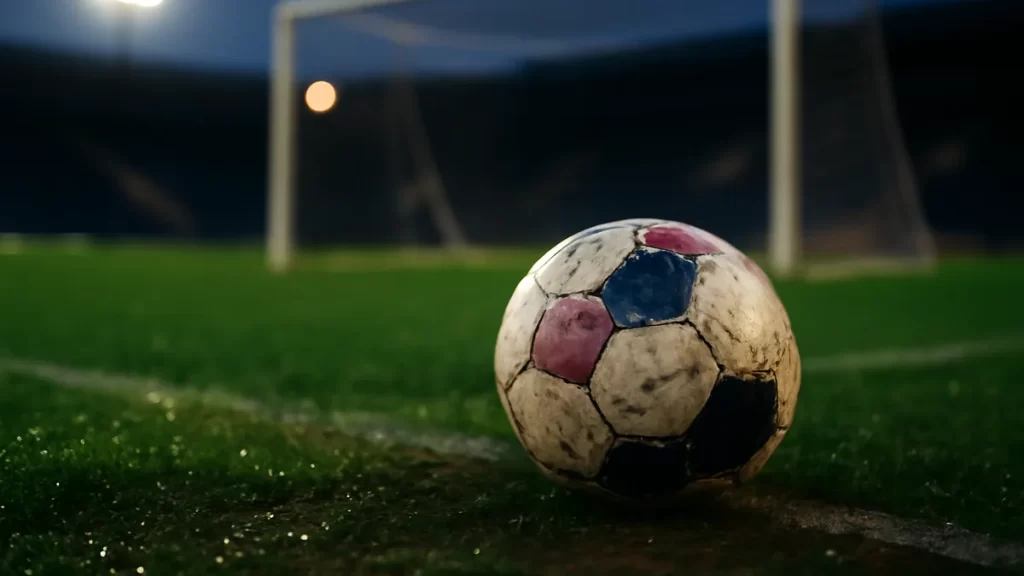 Rachel Daly: forward, full-back and England’s decisive finisher Scuffed football on penalty-area turf with goal and floodlights blurred.