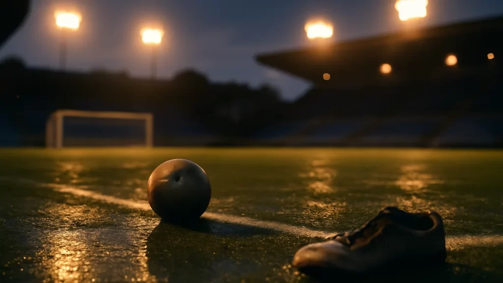 Road to Brazil: qualifying picture after 18 teams secure places Scuffed football and worn boot on wet pitch beneath stadium floodlights.