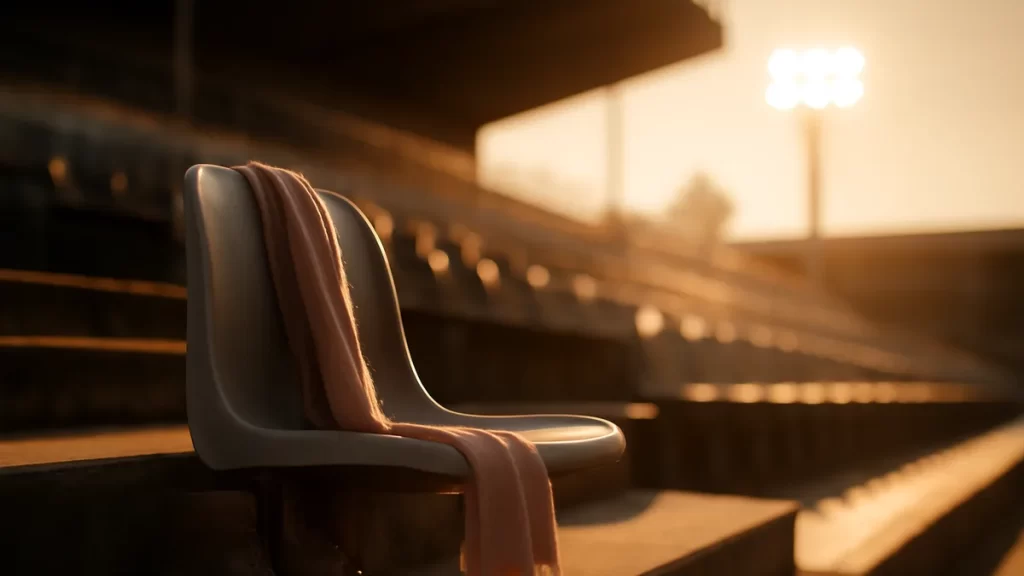 Season tickets and memberships: calculating the value Empty stadium seat with scarf and boots, blurred stands and floodlights