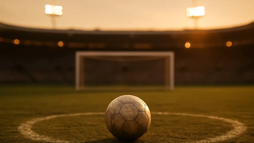 Tiffeny Milbrett: Clinical forward from the 1999 US generation Scuffed football on penalty arc, empty stadium, goal net softly blurred