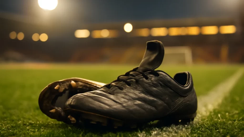 When to retire your boots: a practical decision guide Scuffed football boots on wet grass focusing on worn soles and studs