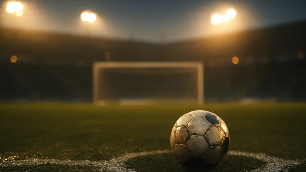 Which jurisdictions tax gambling winnings: who pays the levy Worn football on wet penalty spot under hazy floodlights, empty stands blurred