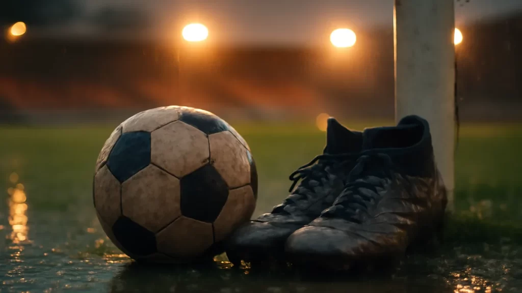 Becky Sauerbrunn returns to Portland Thorns as technical consultant Ball and boots by goalpost on wet pitch under floodlights, empty stands