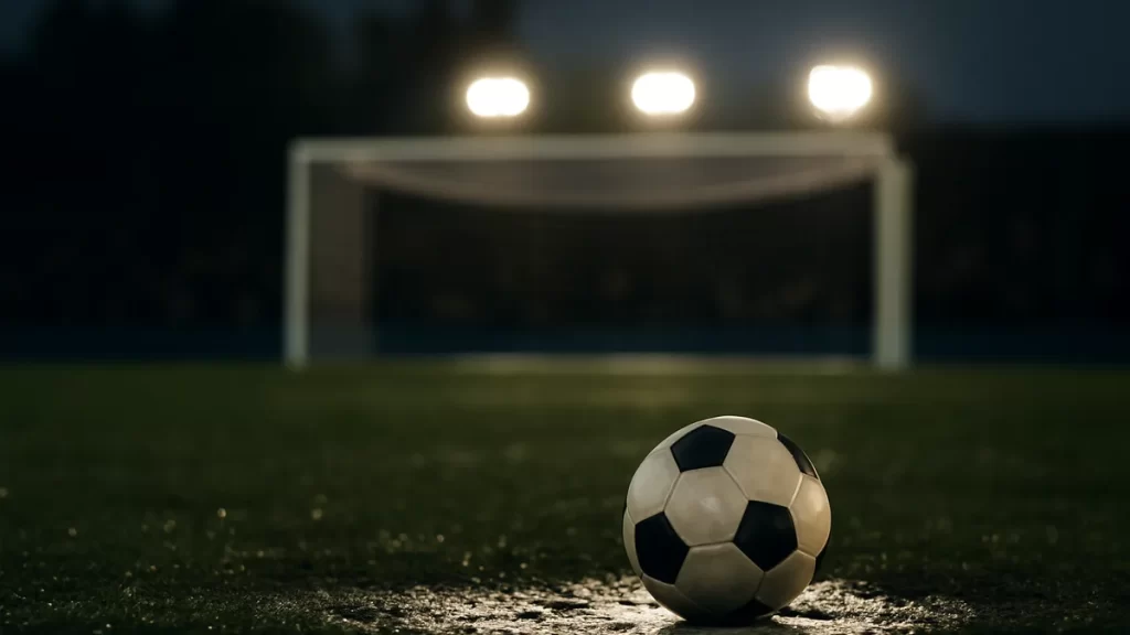 Caldentey’s stoppage‑time penalty spares Arsenal in Champions League opener Close-up of football on penalty spot, glistening wet pitch, distant crowd.