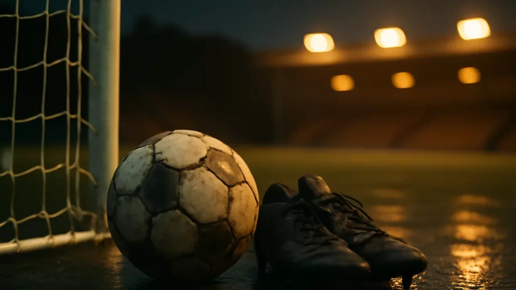 Manchester United sign Mexican international Rebeca Bernal from Washington Spirit Scuffed football and boots by goal net on rain-slick pitch