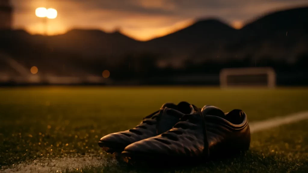 Naomi Eto completes move from PSG to Denver Summit FC Football boots on wet pitch by goal, stadium and hills at dusk.