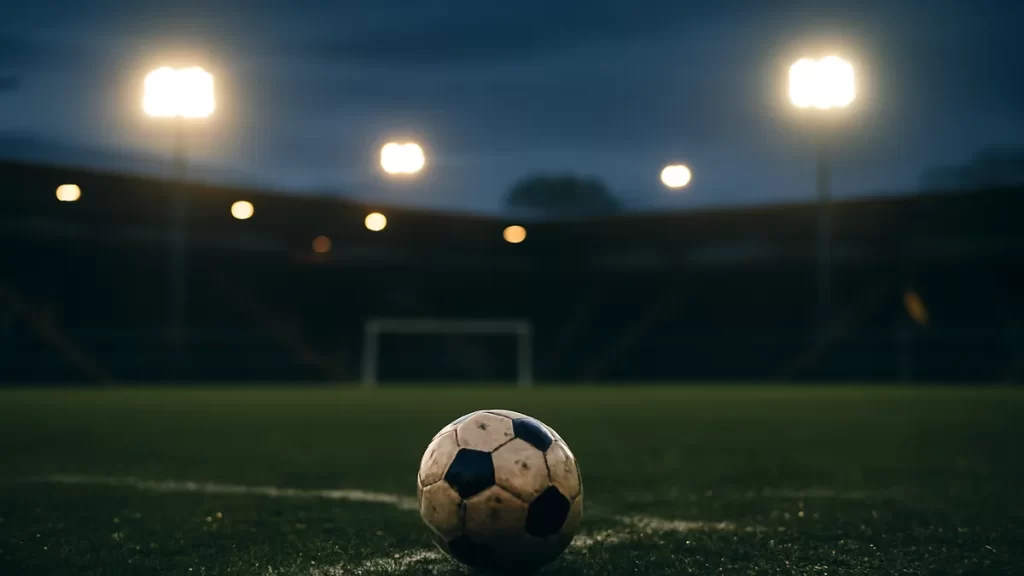 Putellas debut inspires London City to WSL opening win over Manchester United Scuffed football on wet pitch under floodlights at dusk, empty stands