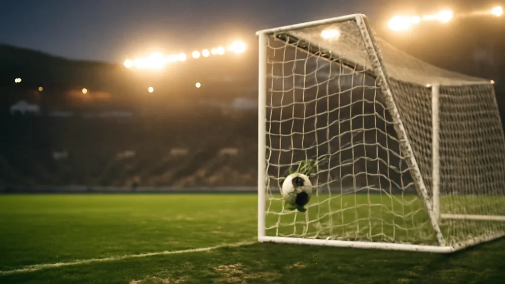 Spirit end Thorns’ home streak as Rodman seals comeback at Providence Park Empty rain-slick pitch with football caught in goal net under floodlights.