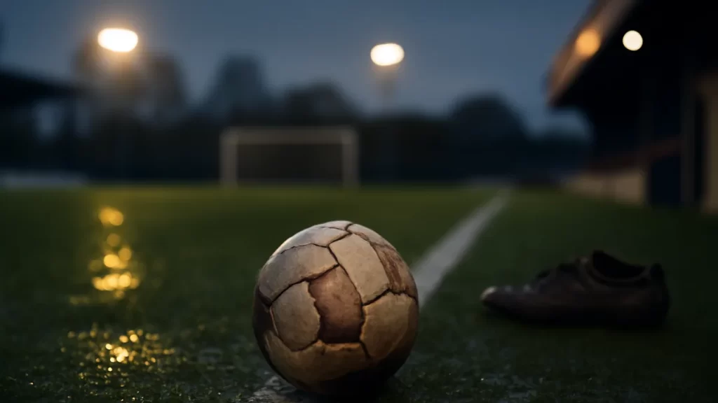 Women’s Champions League opens with Barcelona reshaped and rivals ready Scuffed match ball on wet sideline with empty goal and boots.