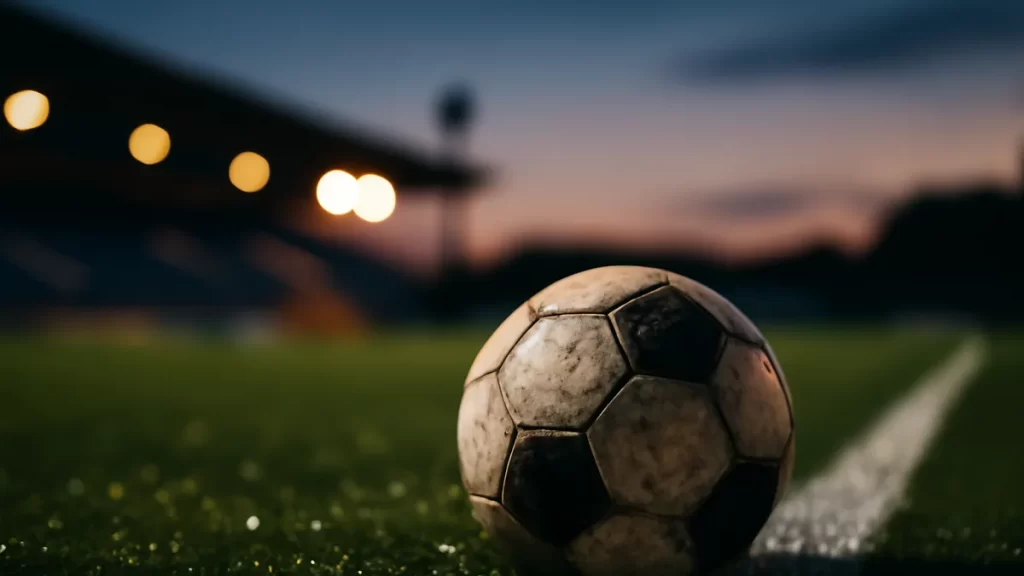 Alexia Putellas settling quickly at London City Lionesses Worn football on wet pitch by touchline, empty stands and floodlights.