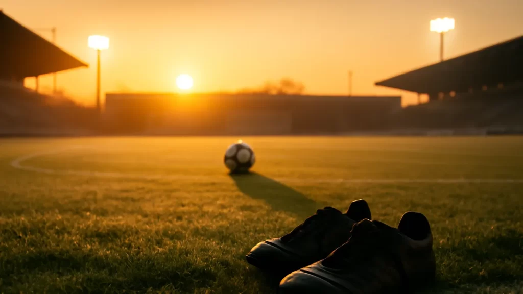 Gift Monday joins Boston Legacy FC in record transfer for expansion side Dewy stadium pitch at dawn with lone football and empty stands.