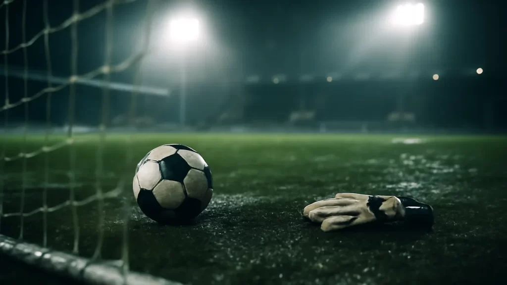 Hampton penalty heroics earn Chelsea a hard-fought point in Bompastor return Wet football in goalmouth with blurred floodlights and empty stands.