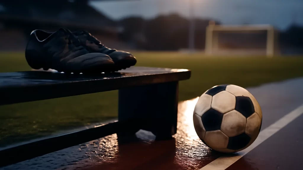 Savannah DeMelo signs new deal and set to return after cardiac event Football on wet pitch by empty bench and scuffed boots under floodlights